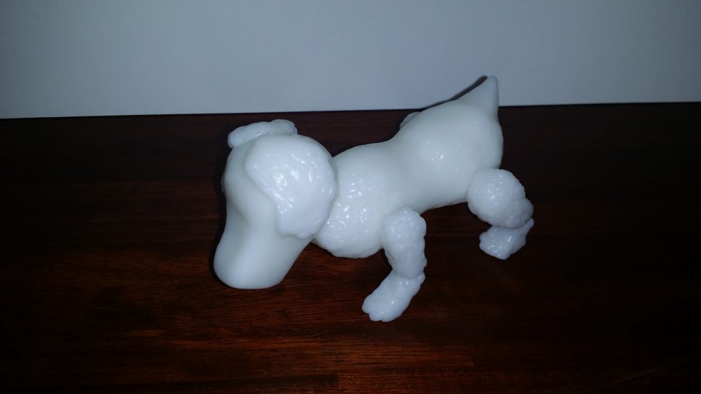 a model of the dog made from polymorph plastic