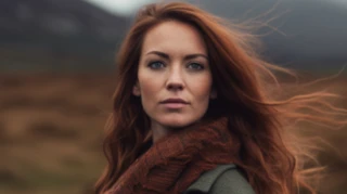 A fake twee representation of a redhead woman in the highlands supposedly
